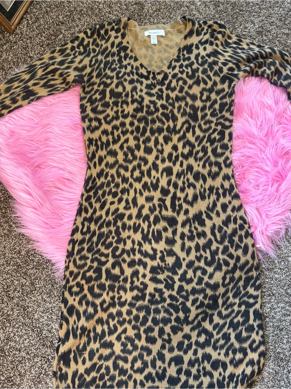 Dressbarn Petite Leopard Print Sweater Dress Size Small